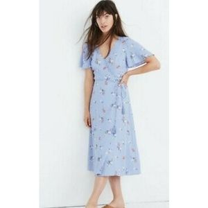 MADEWELL button wrap midi dress in alpha f…